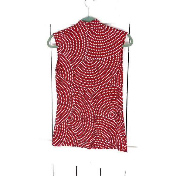 CKW red white polka dot slinky fitted sleeveless tank top - Picture 4 of 5